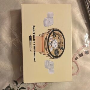 Smart Watch TWS Headset with Gold Accents
